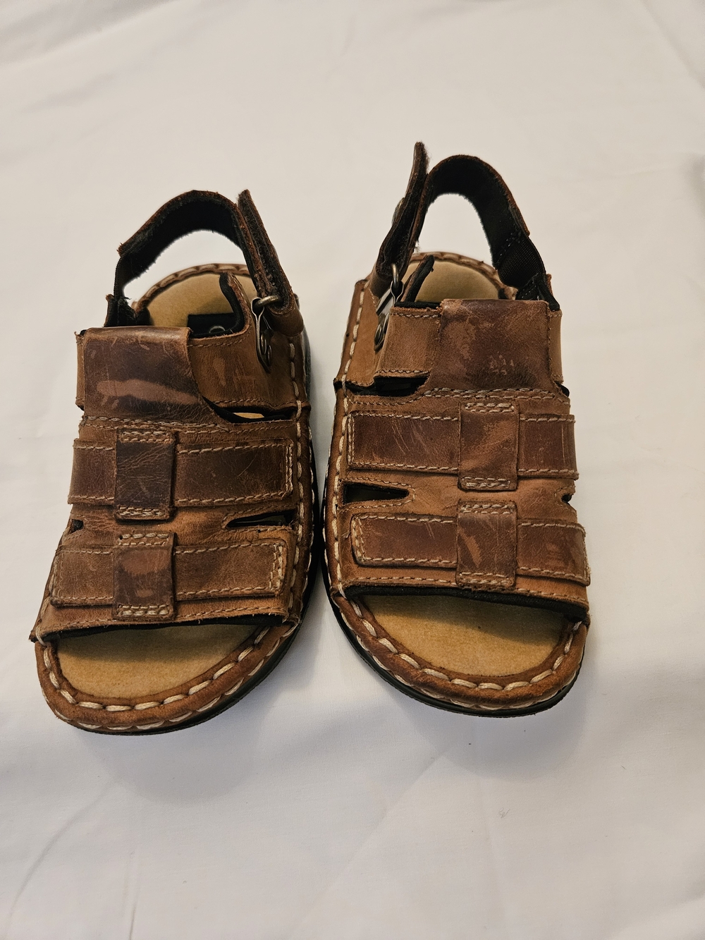 2000s Osh Kosh Toddler Brown Leather Fisherman Sandals - Adjustable Straps 9